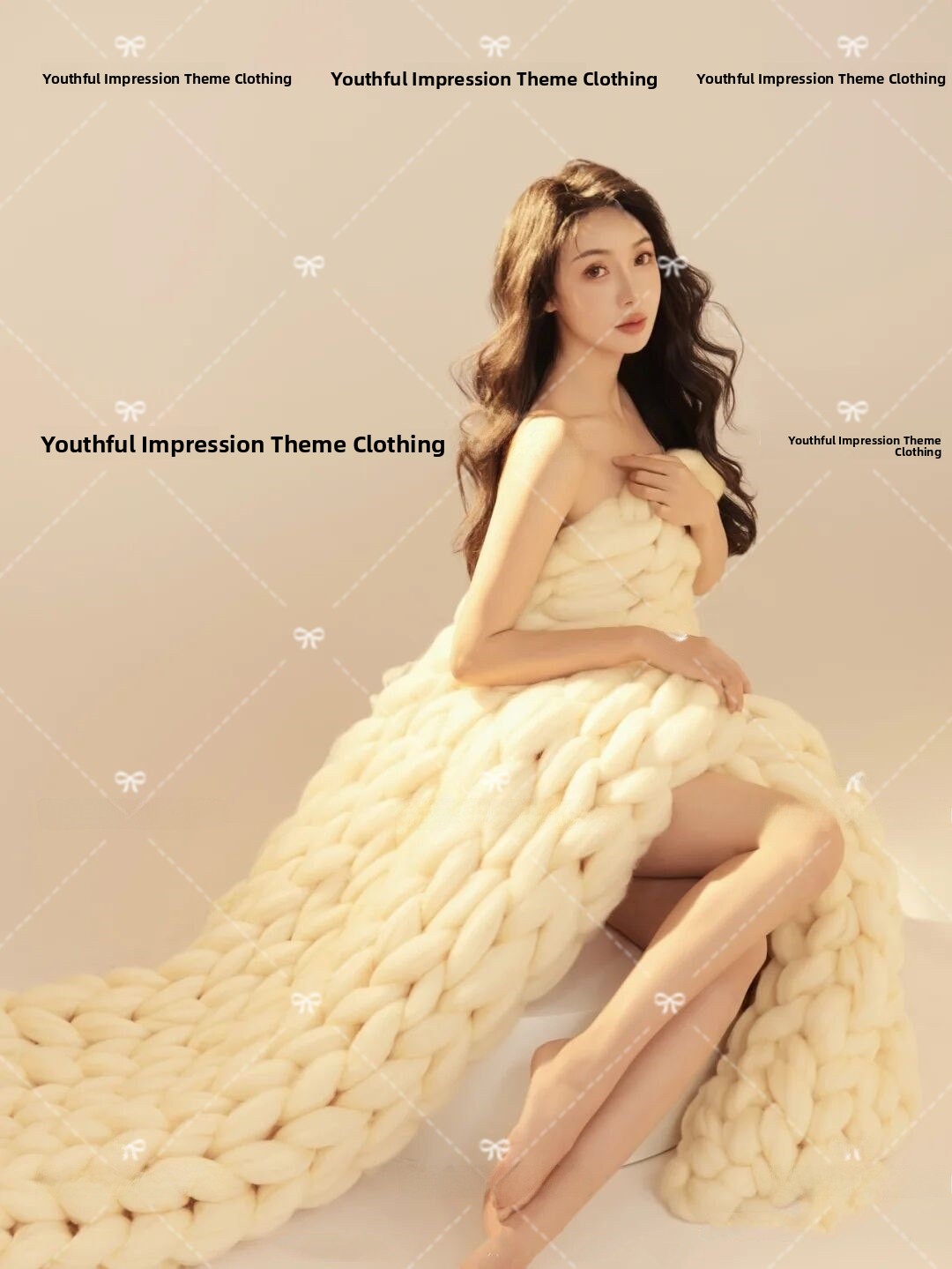 Photography Young - ผ้าห่มสไตล์เกาหลีสุดหรู สำหรับสาวๆ ให้ความรู้สึกบริสุทธิ์ ผ้าห่มไหมพรมหนานุ่ม ใช้เป็นผ้าคลุมถ่ายรูปได้ เสื้อผ้าแฟชั่นฤดูใบไม้ผลิ