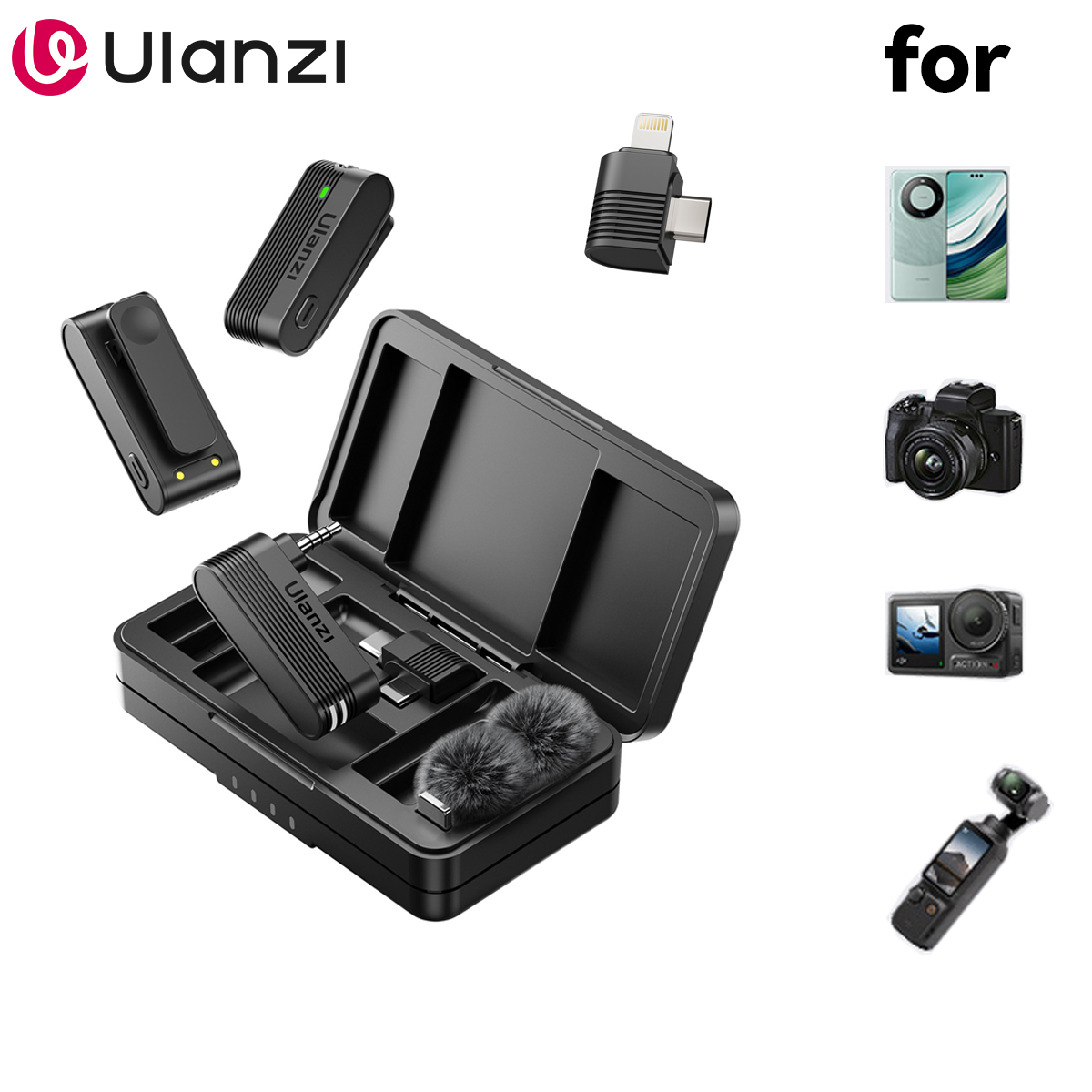 Photography Xiaomi - Ulanzi A100 ไมโครโฟนสมาร์ทโฟนไร้สาย Lavalier Mic สําหรับ