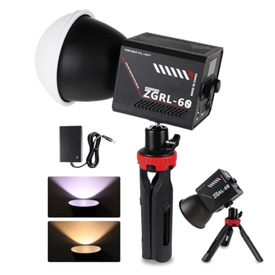 Photography Videos - ไฟวิดีโอ LED COB 60W แบบพกพาพร้อมแบตเตอรี่ 8000