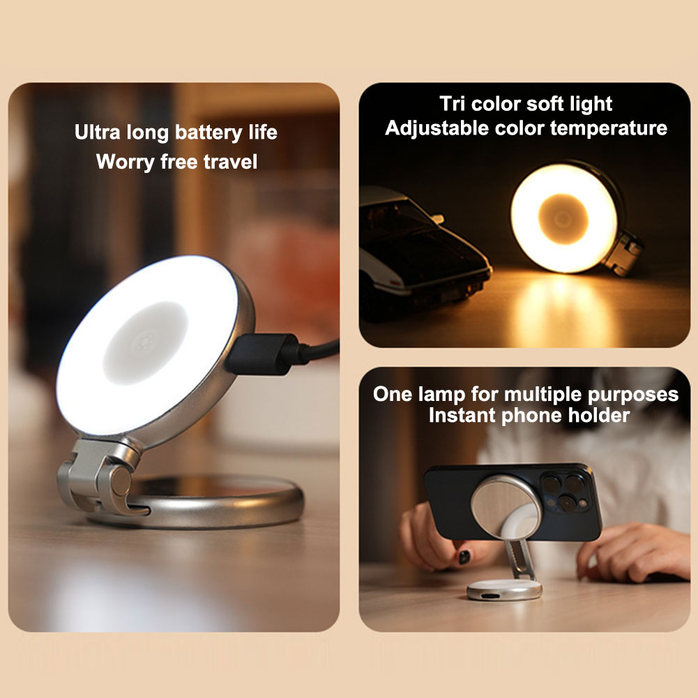 Photography Videos - ไฟเซลฟี่แม่เหล็ก 3-in-1 พร้อมกระจกและไฟ LED เติมแสงสำหรับการเดินทาง ใช้กับโทรศัพท์มือถือสำหรับเซลฟี่/ถ่ายภาพ/วิดีโอคอนเฟอเรนซ์