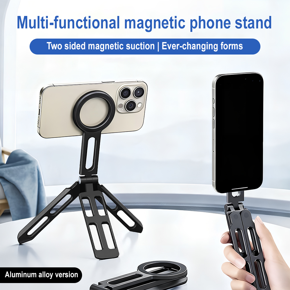 Photography Videos - ที่ยึดโทรศัพท์แม่เหล็กแบบสี่แกน 360 องศา ° ไม้เซลฟี่แบบพับได้ หมุนได้